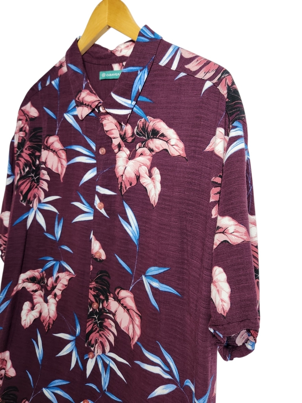 Cubavera Tropical Floral Camp Shirt XXL Purple Pink Blue Flowy Viscose Hawaiian - Picture 3 of 11